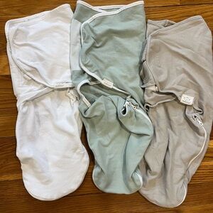 Cozy Swaddle Set in White, Green, and Gray